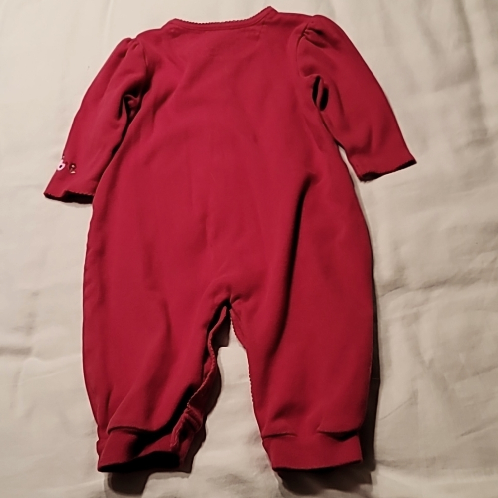 Children girls red jersey jumpsuit with kitty 12 month - Picture 7 of 8